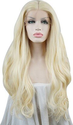 Unique Bargains Long Natural Curly Lace Front Wigs for Women with Wig Cap 22 Blonde 1PC