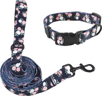 Unisex Pet Collar and Leash Set, Floral, Medium