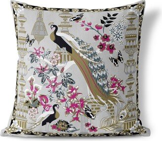 Amrita Sen Designs Amrita Sen Peacock Paradise Indoor Outdoor Pillow Zip