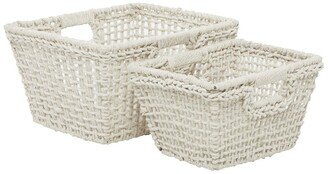 Set Of 2 Cotton Farmhouse Storage Baskets