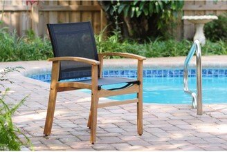 Amazonia Teak Luna Patio Dining Armchair with Black Textile Sling