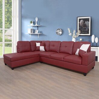 Star Home Living StarHomeLiving 2 Pieces left facing Faux Leather Sectional Sofa Set, Burgundy