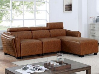 Dayn Mid-Century Modern Brown Faux Leather L-Shapedd Sectional