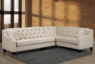 Dawson Cream Button Tufted Fabric Sectional Sofa