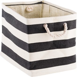 Rugby Stripe Bin Charcoal & Ivory