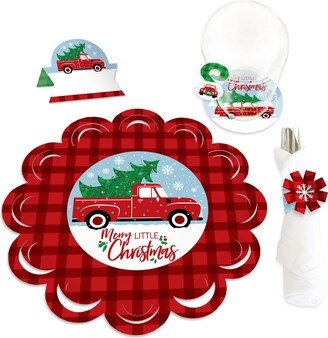 Merry Little Christmas Tree - Red Truck Party Paper Charger & Table Decorations Chargerific Kit Place Setting For 8