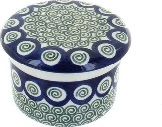 Blue Rose Pottery Blue Rose Polish Pottery Peacock Swirl French Butter Dish