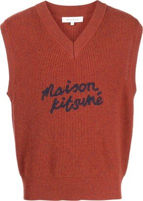 Logo-Embroidered Wool Vest-AA