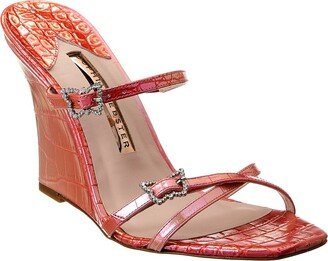 Venus Croc-Embossed Leather Wedge Sandal-AA