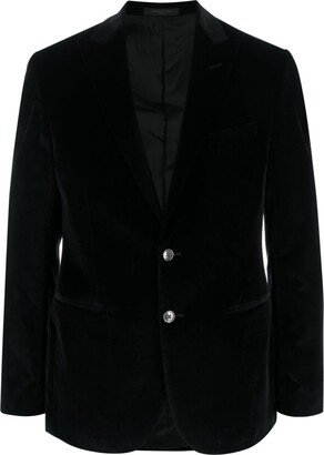 Peak-Lapels Velvet-Finish Blazer