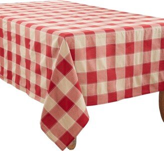 Saro Lifestyle Cotton And Poly Blend Stitched Plaid Tablecloth, Red,