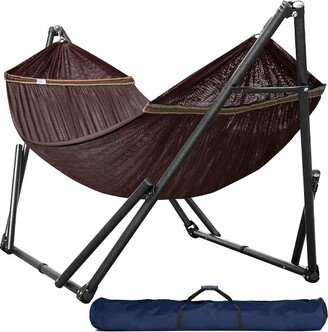 Tranquilo Tranquillo Universal 116 Double Hammock Swing with Adjustable Powder-Coated Steel Stand and Carry Bag for Indoor or Outdoor Use, Brown