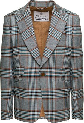 Checked Single-Breasted Tailored Blazer