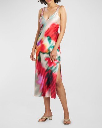 Melisande Sleeveless Printed Silk Nightgown