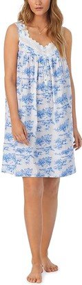 Cotton Lawn Sleeveless Chemise (Blue Toile) Women's Pajama