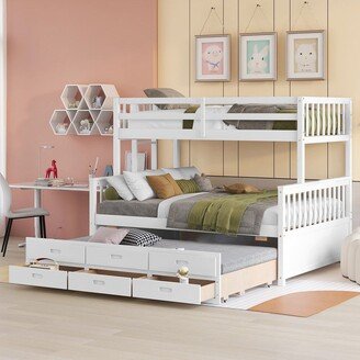 Twin-Over-Full Bunk Bed with Trundle & Drawers,Separable into Two Platform Bed