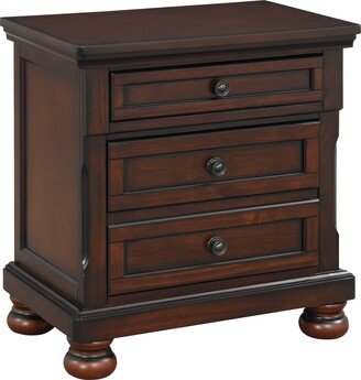 EPOWP Classic Transitional Nightstand Brown Cherry Finish Birch Veneer