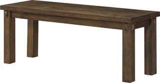 Poplar Wood Dining Side Bench with Thick Block Legs, Brown