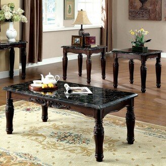 Haia Traditional Espresso Wood 3-Piece Coffee Table and End Tables Set