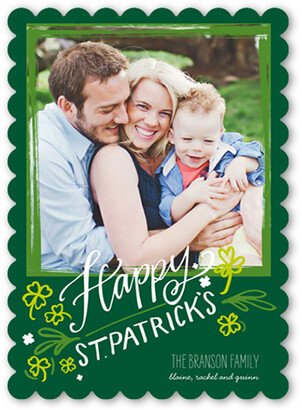 St. Patrick's Day Cards: Fabulous Frame St. Patrick's Day Card, Green, Pearl Shimmer Cardstock, Scallop