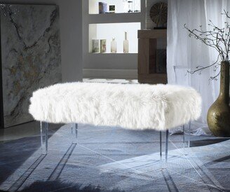 Trento Modern Contemporary Faux Fur Acrylic Leg Bench