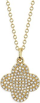 Moon & Meadow 14K Yellow Gold Diamond Pave Clover Pendant Necklace, 16-18 - 100% Exclusive