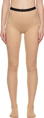 Beige Monogram Tights