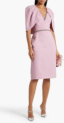 Cape-effect crystal-embellished crepe dress