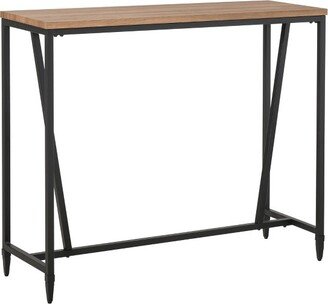 HOMCOM 47.75 Inch Bar Table with Metal Legs, Rustic Industrial Pub Table with Large Tabletop for Home Bar, Kitchen or Dining Room, Brown