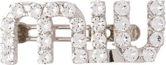 Crystal-Embellished Logo Hair Clip-AB