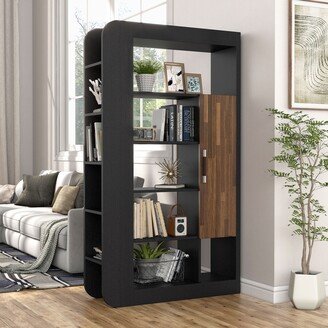 DH BASIC Transitional Black Dual-Side Access 13-Shelf Bookcase by Denhour