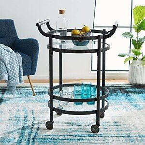 Sienna Black 2 Tier Round Bar Cart