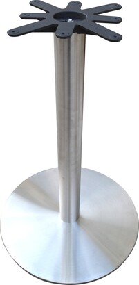 Stainless Steel 28-inch Round Bar-height Table Base; 4-inch Column; 17-inch Top Plate