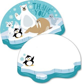 Big Dot of Happiness Arctic Polar Animals - Shaped Thank You Cards - Winter Baby Shower or Birthday Party Thank You Cards with Envelopes - Set of 12