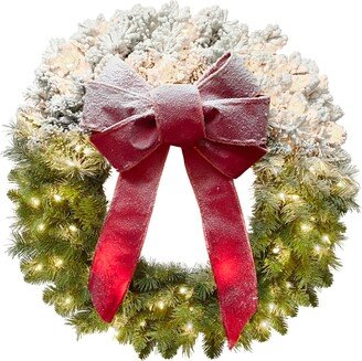 Puleo Pre-Lit Half Flocked Artificial Christmas Wreath with 70 Lights, 30