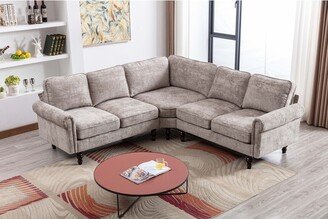 Calnod L-Shape Sectional Sofa Accent Living Room Sofa with Wood Legs-AD