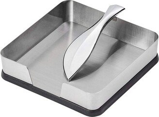 Horizontal Stainless Steel Napkin Holder with Leaf Arm, 7