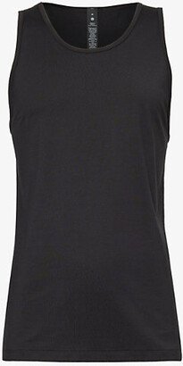 Mens Black Fundamental Curved-hem tretch-jersey top