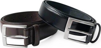 Club Rochelier Men's Leather Belt 2PC Set