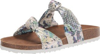 GIAN-183 Women's Cork Flat Open Toe Sandal With Knotted Double Strap