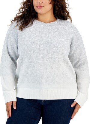 Plus Size Metallic Ombre Sweater - Silver/Ivory