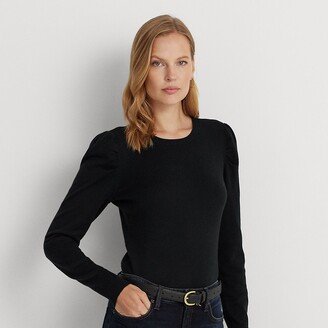 Ralph Lauren Cotton-Blend Puff-Sleeve Sweater-AA