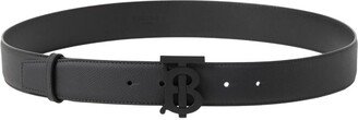 Leather Monogram-Buckle Belt