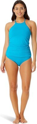 High Neck Tankini (Turquoise) Women's Swimwear