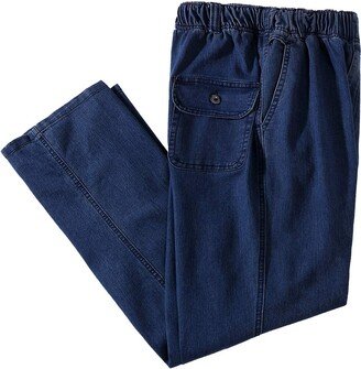 IDEALSANXUN Men's Elastic Waist Loose Fit Denim Pants Casual Solid Jeans Trouser (44