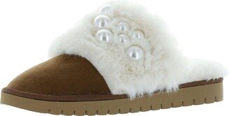 Ilene Womens Pearl Faux Fur Slide Slippers