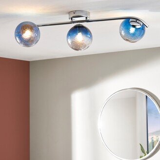 Dunelm Torbay Blue Bathroom 3 Light Semi Flush Ceiling Fitting Blue