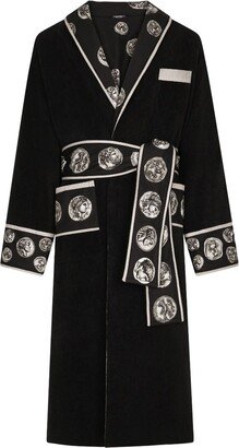 Motif-Print Cotton Bathrobe