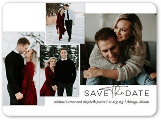 Save The Date Cards: Ecstatic Engagement Save The Date, White, 6X8, Matte, Signature Smooth Cardstock, Rounded