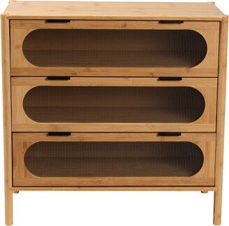 Naresh Bamboo Wood 3 Drawer Storage Cabinet Natural Brown